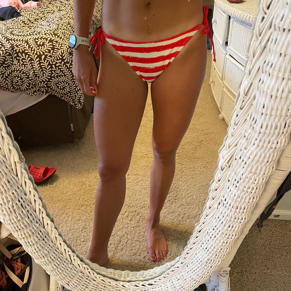 red & white striped bikini tie bottoms